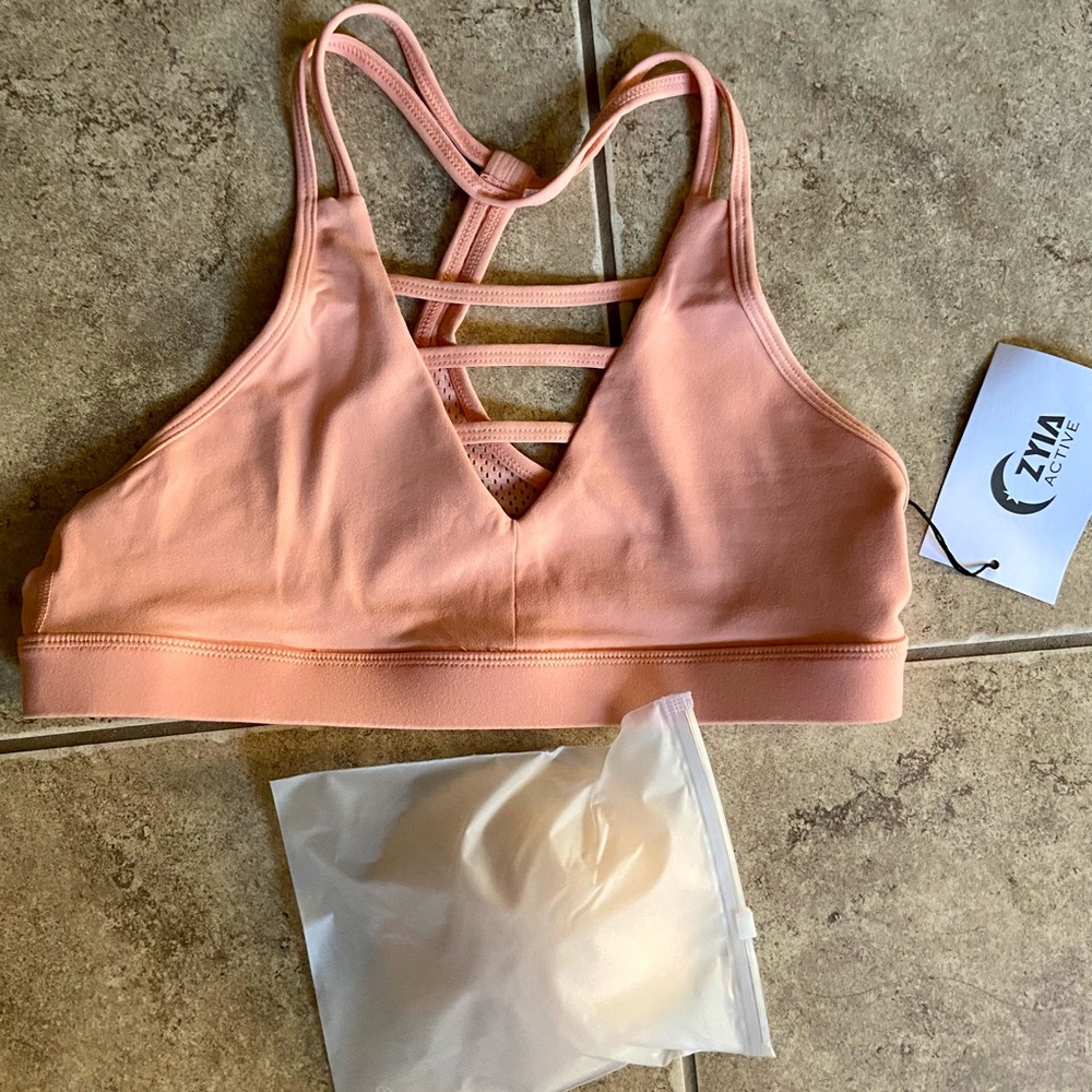Zyia peach grid bra